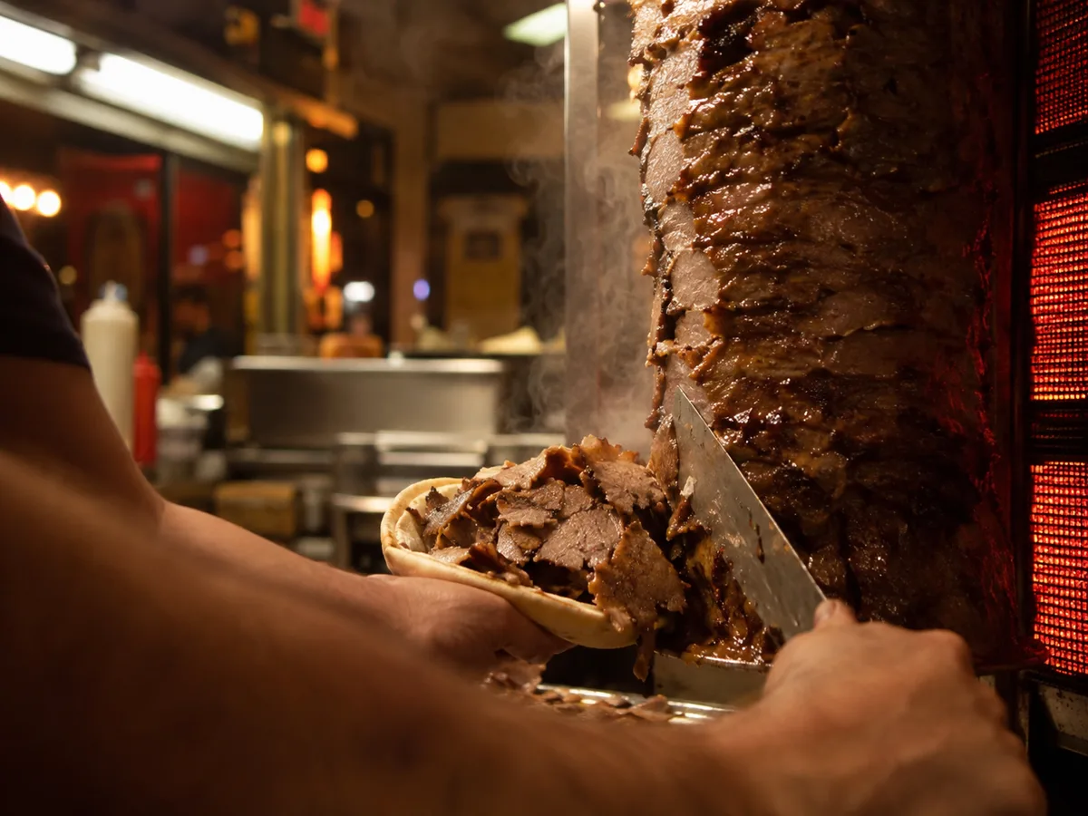 Halifax donair being sliced late night