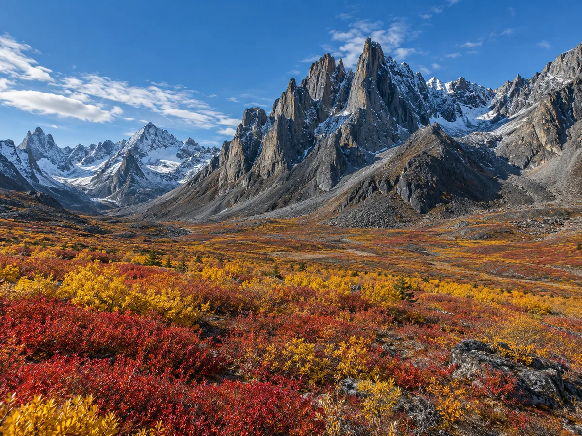 Tombstone Territorial Park peaks, tundra colour
